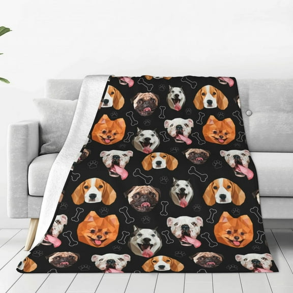 Bingfone Different Breeds Of Dogs Print Flannel Fleece Blanket Throw Blanket for Bed,Sofa,Couch,Travel,Camping(40"x30" )