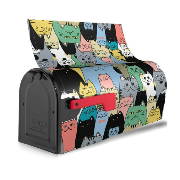 Bingfone Different Cats Magnetic Mailbox Cover Standard Size for Garden Yard Outdoor Decorations-21x18 in