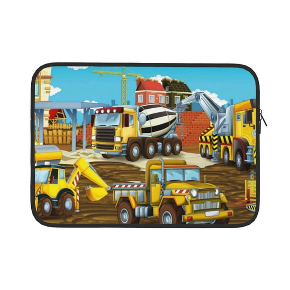 Bingfone Different Construction Site Vehicles Laptop Sleeve Case 13 Inch, 360° Protective Computer Carrying Bag