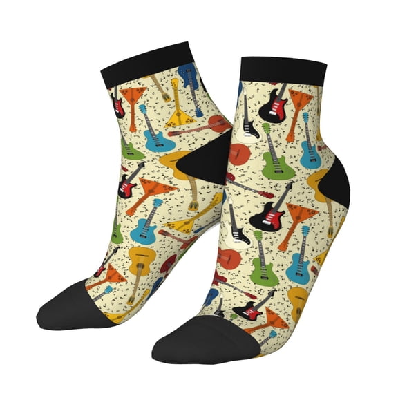 Bingfone Different Kind Of Guitars Design Patterned Men's Women's Casual Cotton Socks