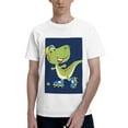 thumbnail image 1 of Bingfone Dino Playing Roller Skate Men'S Loose Fit Short-Sleeve Pocket T-Shirt, 1 of 7