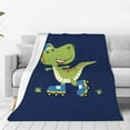 thumbnail image 1 of Bingfone Dino Playing Roller Skate Print Flannel Fleece Blanket Throw Blanket For Bed,Sofa,Couch,Travel,Camping(60"X50"), 1 of 9