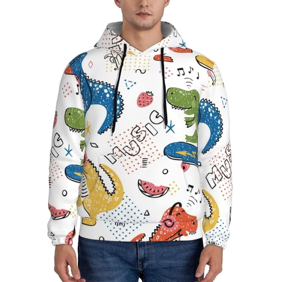 Bingfone Dinosaur Men'S Drawstring Hoodie Long Sleeve Pocket Sweatshirts-Large