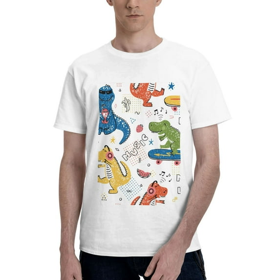 Bingfone Dinosaur Men'S Loose Fit Short-Sleeve Pocket T-Shirt