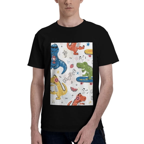 Bingfone Dinosaur Men'S Loose Fit Short-Sleeve Pocket T-Shirt