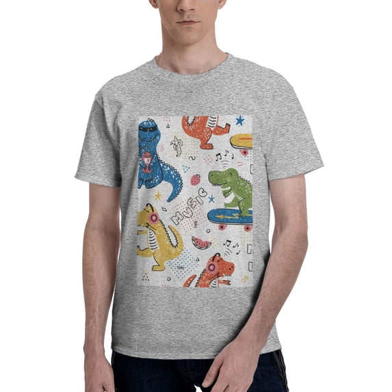 Bingfone Dinosaur Men'S Loose Fit Short-Sleeve Pocket T-Shirt