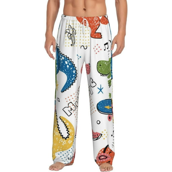 Bingfone Dinosaur Mens All Over Print Sleep Pajama Pants-Small
