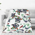 thumbnail image 1 of Bingfone Dinosaur On Excavator2 Print Flannel Fleece Blanket Throw Blanket For Bed,Sofa,Couch,Travel,Camping(40"X30"), 1 of 1