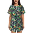thumbnail image 1 of Bingfone Dinosaur Plays Soccer Print Pajamas Sets for Women Soft Short-Sleeved Pjs with Lounge Shorts Two Piece Sleepwear, 1 of 8