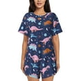 thumbnail image 1 of Bingfone Dinosaur Print Pajamas Sets for Women Soft Short-Sleeved Pjs with Lounge Shorts Two Piece Sleepwear, 1 of 8