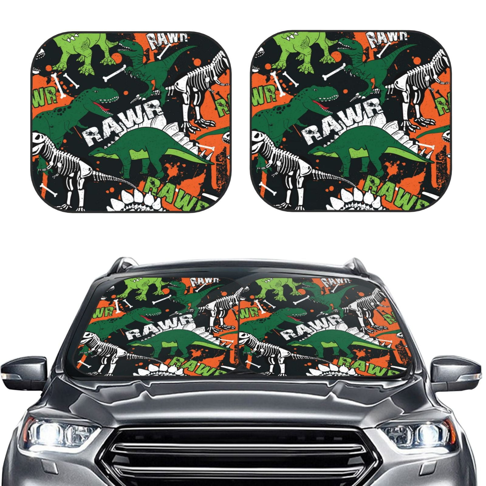 Black Leopard Print Windshield Sun Shade Umbrella – 55x27.5 Inch Foldable Car Sunshade For UV & Heat Protection