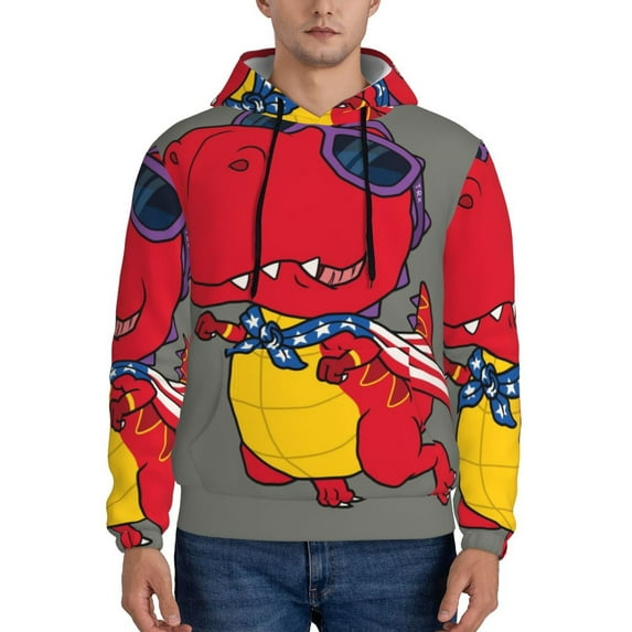 Bingfone Dinosaur Super Hero Cartoon Men'S Drawstring Hoodie Long Sleeve Pocket Sweatshirts-Small