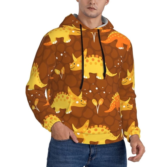Bingfone Dinosaurs And Leaves Men'S Drawstring Hoodie Long Sleeve Pocket Sweatshirts-Xx-Large