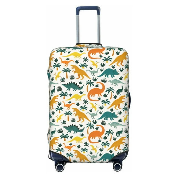 Bingfone Dinosaurs and Tropical Leaves Luggage Cover Washable Suitcase Cover Protector Anti-scratch Suitcase cover Fits 18-32 Inch Luggage