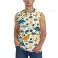 thumbnail image 1 of Bingfone Dinosaurs and Tropical Leaves Pattern Men's Tank Tops Workout Sleeveless Tee Shirts Running Beach Tanks for Men-Small, 1 of 8