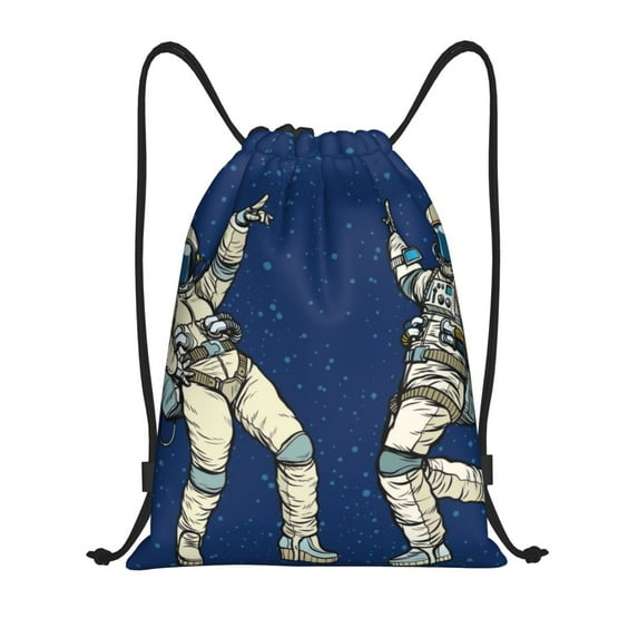 Bingfone Disco Party Astronaut Dancing Drawstrings Backpacks Bags For Men Women Gym Drawstrings Bag