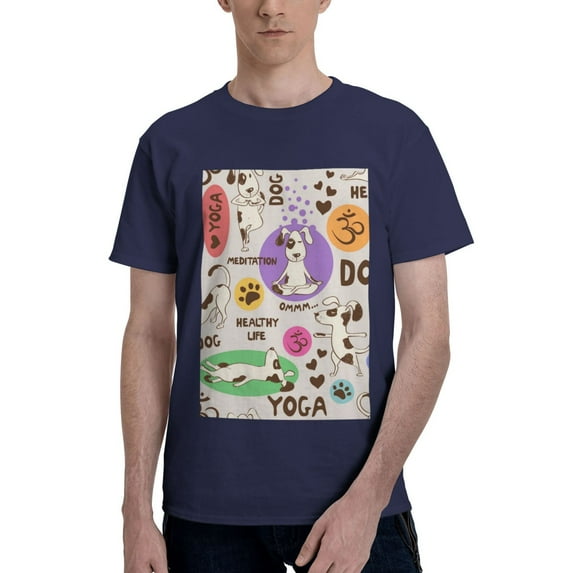Bingfone Dog Doing Yoga Men'S Loose Fit Short-Sleeve Pocket T-Shirt