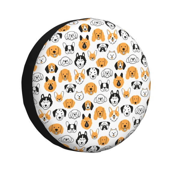 Bingfone Dog Faces Spare Tire Cover Weatherproof Universal Wheel Protectors For Rv Camper Travel Trailer Suv Truck-15 Inch