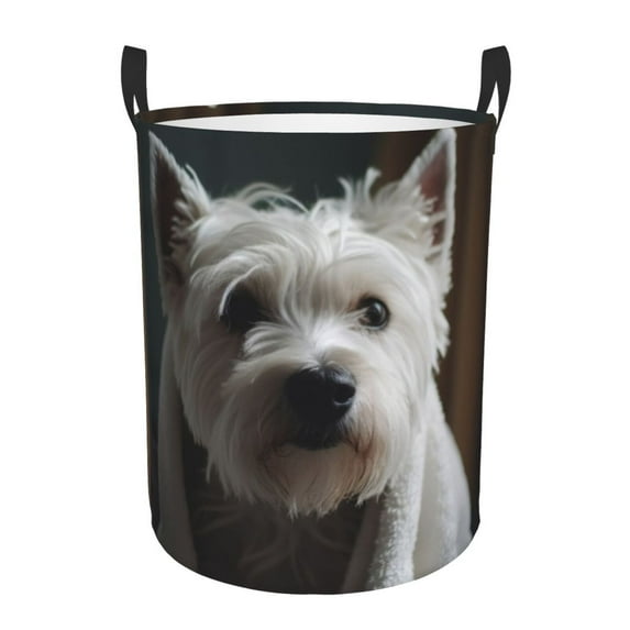 Bingfone Dog Wrapped In Towel 1 Waterproof Foldable Laundry Hamper Bucket With Handles For Storage Bin,Clothes Hamper (Medium)