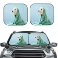 thumbnail image 1 of Bingfone Dog Wrapped In Towel Windshield Sun Shade 2-Piece Foldable Car Front Window Sunshade For Most Sedans Suv Truck - Auto Sun Blocker Visor Protector Blocks Max Uv Rays - Medium, 1 of 7