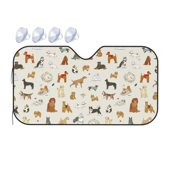 Bingfone Dogs Funny Pets Car Windshield Sunshade,Sun Foldable Sun Shield Sun Visor for Car - Small