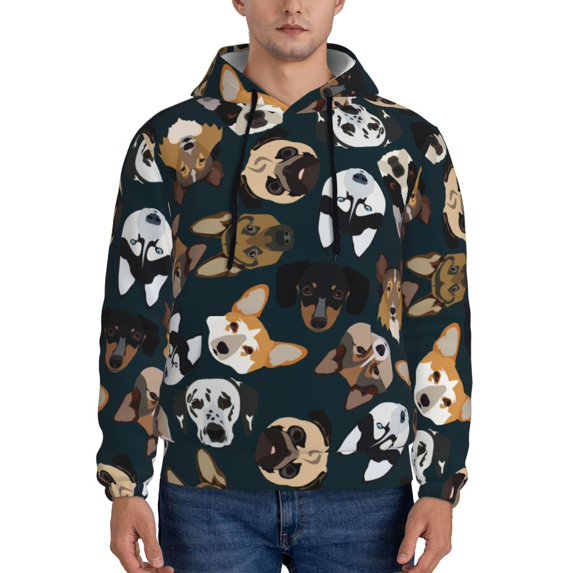 Bingfone Dogs Men'S Drawstring Hoodie Long Sleeve Pocket Sweatshirts-3x-Large