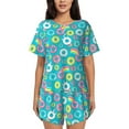 thumbnail image 1 of Bingfone Donut Print Pajamas Sets for Women Soft Short-Sleeved Pjs with Lounge Shorts Two Piece Sleepwear, 1 of 8