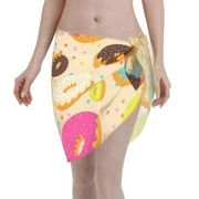 Bingfone Donuts Women's Sarong Swimsuit Cover Ups Bathing Suit Coverups Chiffon Beach Wrap Skirts