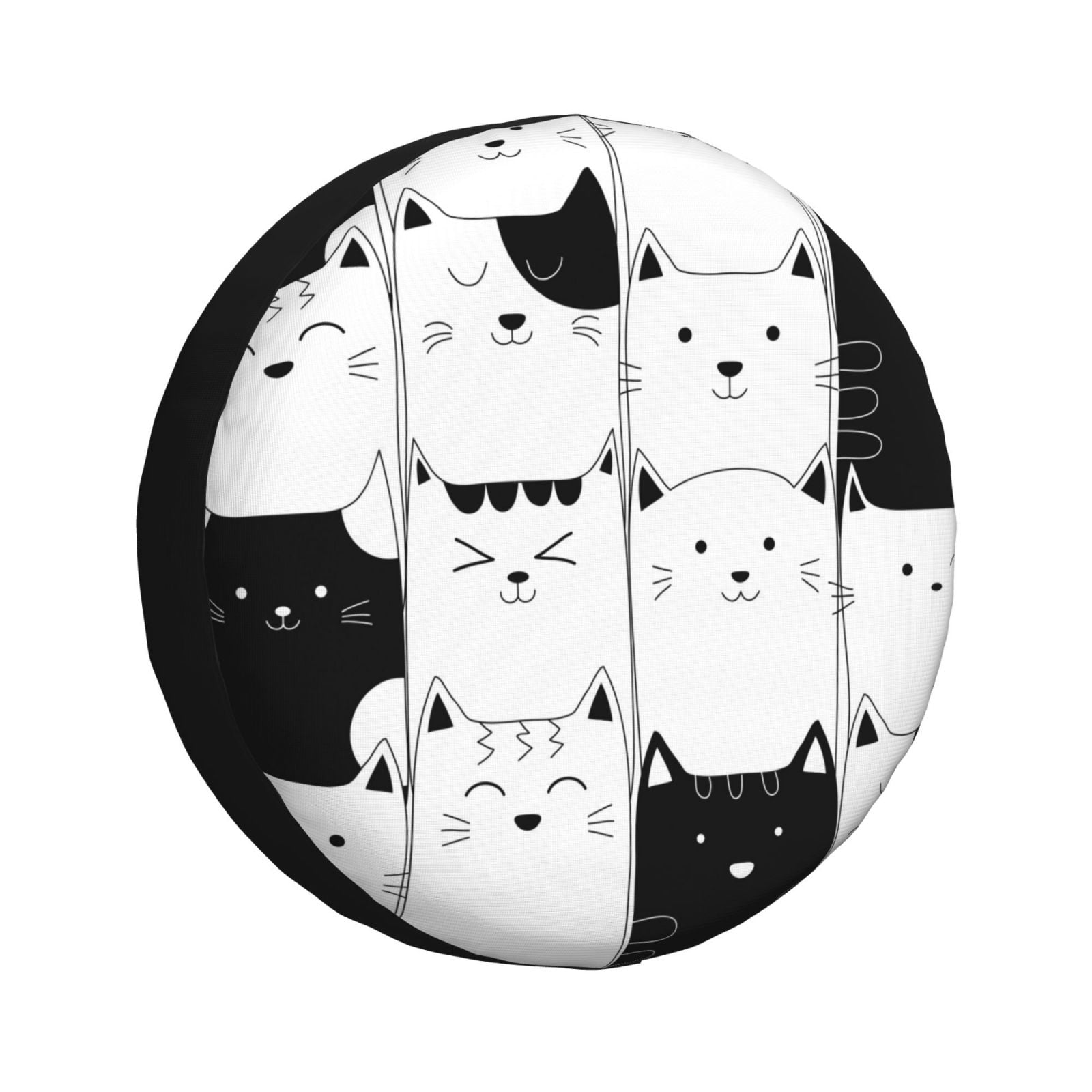 Cute White Cat Spare Tire Cover - Waterproof Universal Fit For RV, SUV, Truck Trailers 15-17 Inch