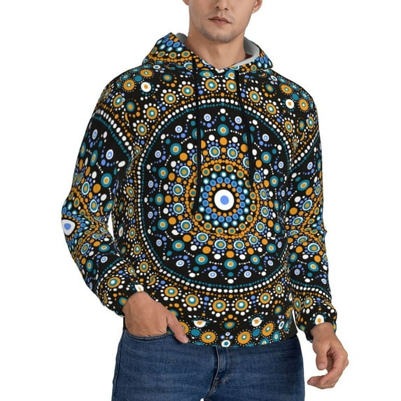 Bingfone Dot Mandala Men'S Drawstring Hoodie Long Sleeve Pocket Sweatshirts-Medium