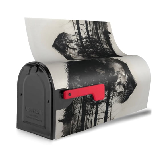 Bingfone Double Exposure Cat Forest Magnetic Mailbox Cover Standard Size for Garden Yard Outdoor Decorations-25.5x21 in