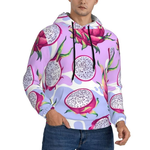 Bingfone Dragon Fruit Men's Drawstring Hoodie Long Sleeve Pocket Sweatshirts-XX-Large