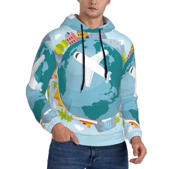 Bingfone Dreaming Travel Men'S Drawstring Hoodie Long Sleeve Pocket Sweatshirts-3x-Large