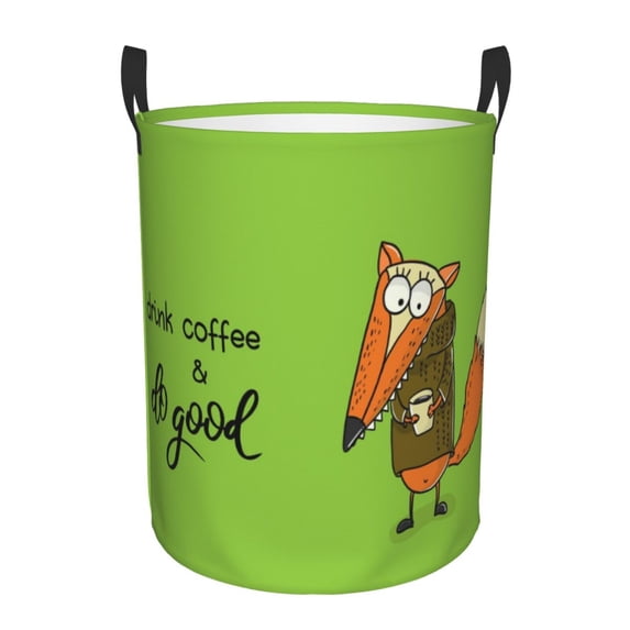 Bingfone Drink Coffee And Do Good Waterproof Foldable Laundry Hamper Bucket With Handles For Storage Bin,Clothes Hamper (Small)