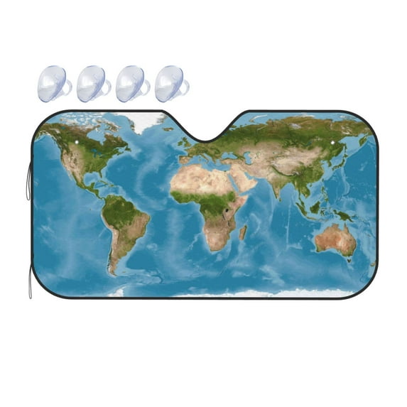 Bingfone Earth View World Map Car Windshield Sun Shade Protector Keep Your Vehicle Cool Sun Shield Visor Cover Foldable For Car Truck Suv-Small