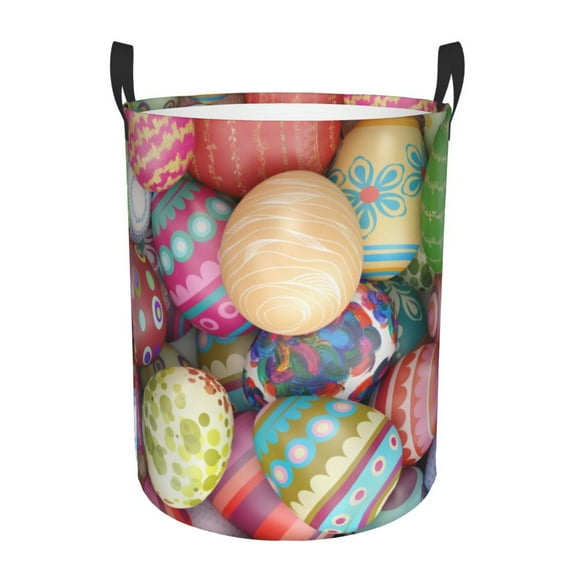 Bingfone Easter Eggs Waterproof Foldable Laundry Hamper Bucket With Handles For Storage Bin,Clothes Hamper (Medium)