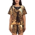 thumbnail image 1 of Bingfone Egyptian Cat Pharaoh Magic Print Pajamas Sets for Women Soft Short-Sleeved Pjs with Lounge Shorts Two Piece Sleepwear, 1 of 5