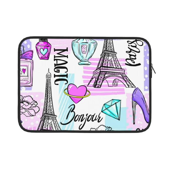 Bingfone Eiffel Tower And Hearts Laptop Sleeve Case 15 Inch, 360° Protective Computer Carrying Bag