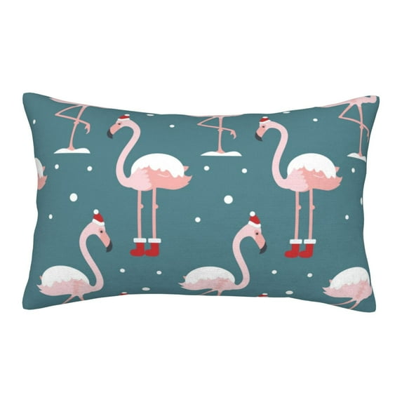 Bingfone Elegant Flamingo Wearing A Christmas Hat Standard Size Pillowcase, Long Staple Pure Cotton Envelope Closure Pillow Cover,14"X20"