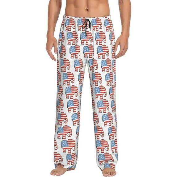 Bingfone Elephant Mens All Over Print Sleep Pajama Pants-X-Large
