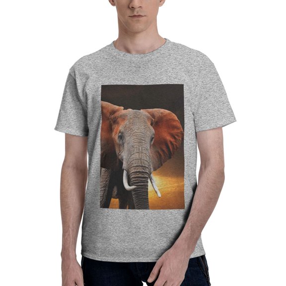 Bingfone Elephant Sunset In Kenya Men'S Loose Fit Short-Sleeve Pocket T-Shirt
