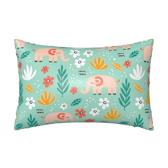 Bingfone Elephant and Flowers Print Satin Pillowcase for Hair - Standard Size with Zipper Silky & Soft Pillow Covers,20x30 inches
