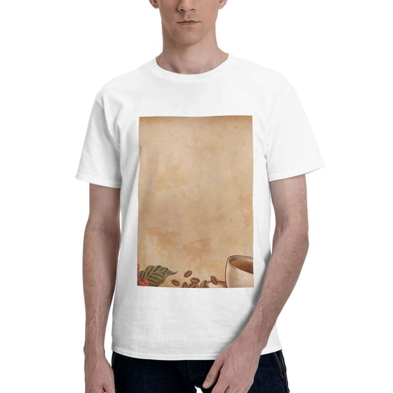 Bingfone Engraved Coffee On Kraft Paper Men'S Loose Fit Short-Sleeve Pocket T-Shirt