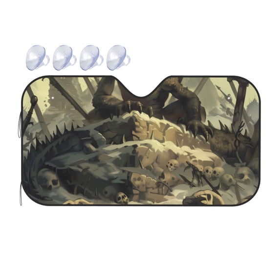 Bingfone Epic Dragon Skull Scene Car Windshield Sunshade,Sun Foldable Sun Shield Sun Visor for Car - Small