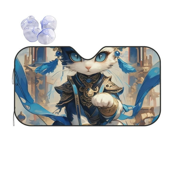 Bingfone Exotic Blue Cat Car Windshield Sun Shade Protector Keep Your Vehicle Cool Sun Shield Visor Cover Foldable for Car Truck SUV-Medium