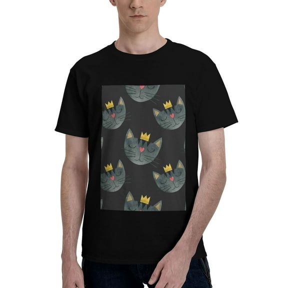 Bingfone Faces Of The Cat Men'S Loose Fit Short-Sleeve Pocket T-Shirt