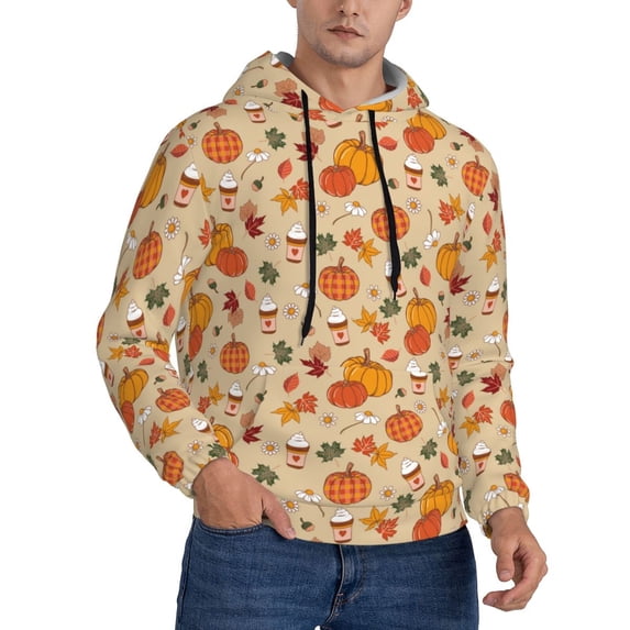 Bingfone Fall Autumn Men's Drawstring Hoodie Long Sleeve Pocket Sweatshirts-Medium