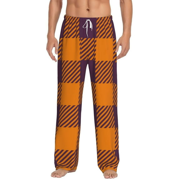 Bingfone Fall Buffalo Plaid Mens All Over Print Sleep Pajama Pants-X-Large
