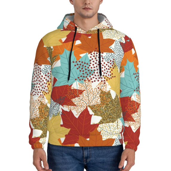 Bingfone Fall Maple Leaves Men'S Drawstring Hoodie Long Sleeve Pocket Sweatshirts-X-Large