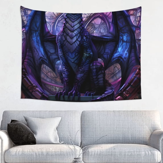 Bingfone Fantasy Dragon In Cathedral Tapestry Wall Hanging Decor for Living Room Bedroom Dorm Classroom Office Decor 29x37 Inch